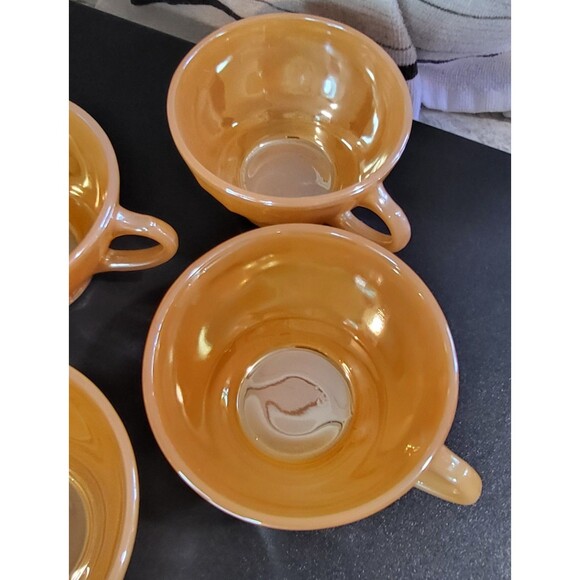 Vintage Fire King Peach Luster Swirl Demitasse Cups Set Of 4 - Picture 4 of 5